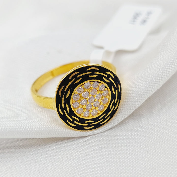21K Enamel Ring Made of 21K Yellow Gold by Saeed Jewelry-25417