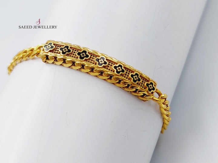 21K Enamel Zirconia Bracelet Made of 21K Yellow Gold by Saeed Jewelry-اسوارة-كارتير-مينا-2
