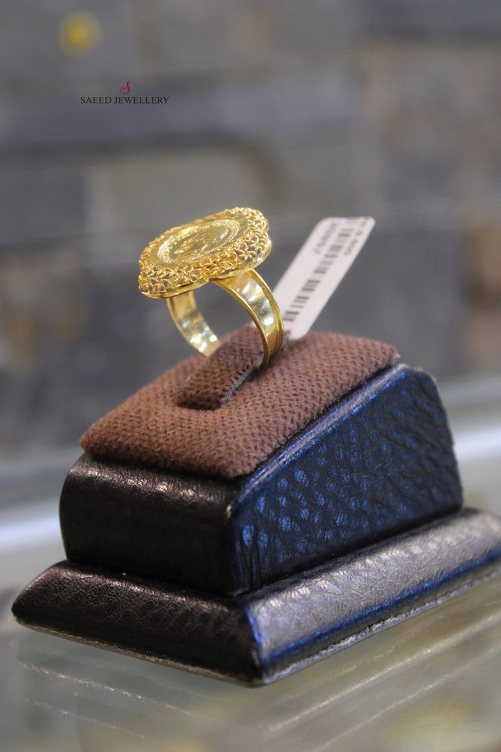 21K Gold English Lira Ring by Saeed Jewelry - Image 3