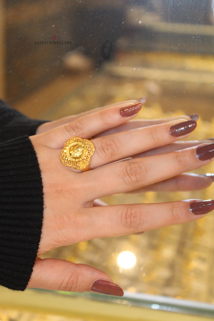 21K Gold English Lira Ring by Saeed Jewelry - Image 9