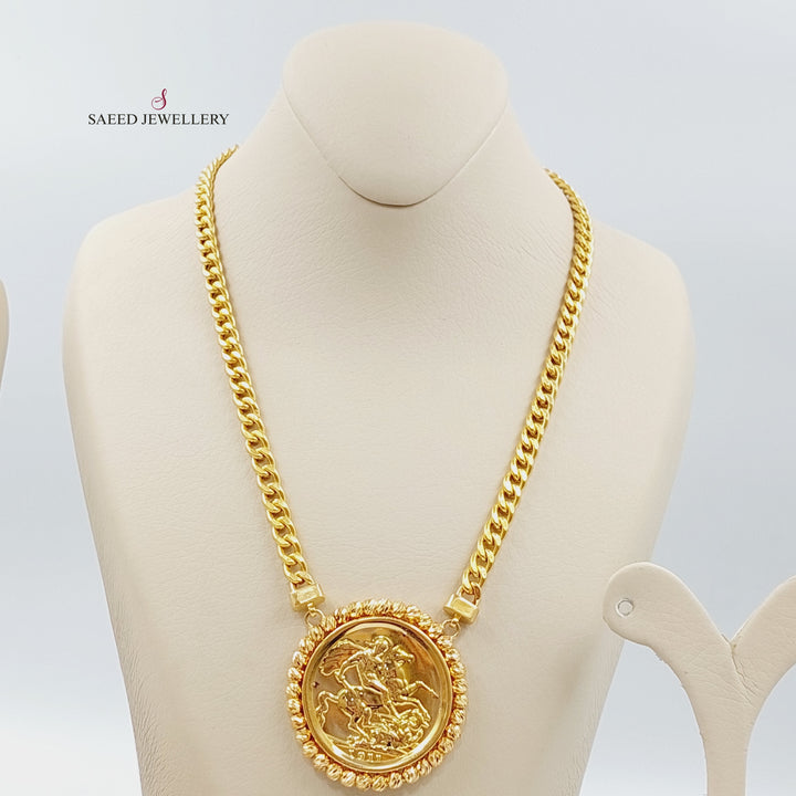 21K English Lira set Made of 21K Yellow Gold by Saeed Jewelry-طقم-انكليزي-اكسترا