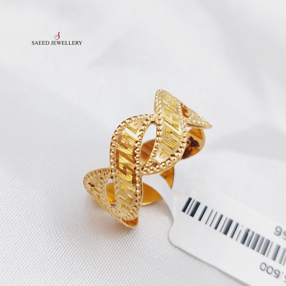 21K Engraved Wedding Ring Made of 21K Yellow Gold by Saeed Jewelry-22755