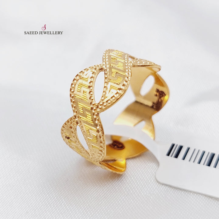 21K Engraved Wedding Ring Made of 21K Yellow Gold by Saeed Jewelry-22755