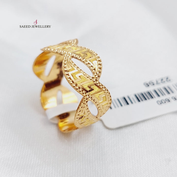 21K Engraved Wedding Ring Made of 21K Yellow Gold by Saeed Jewelry-22759