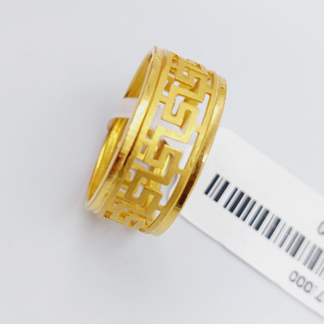 21K Engraved Wedding Ring Made of 21K Yellow Gold by Saeed Jewelry-ذبلة-فرزاتشي-مشبك