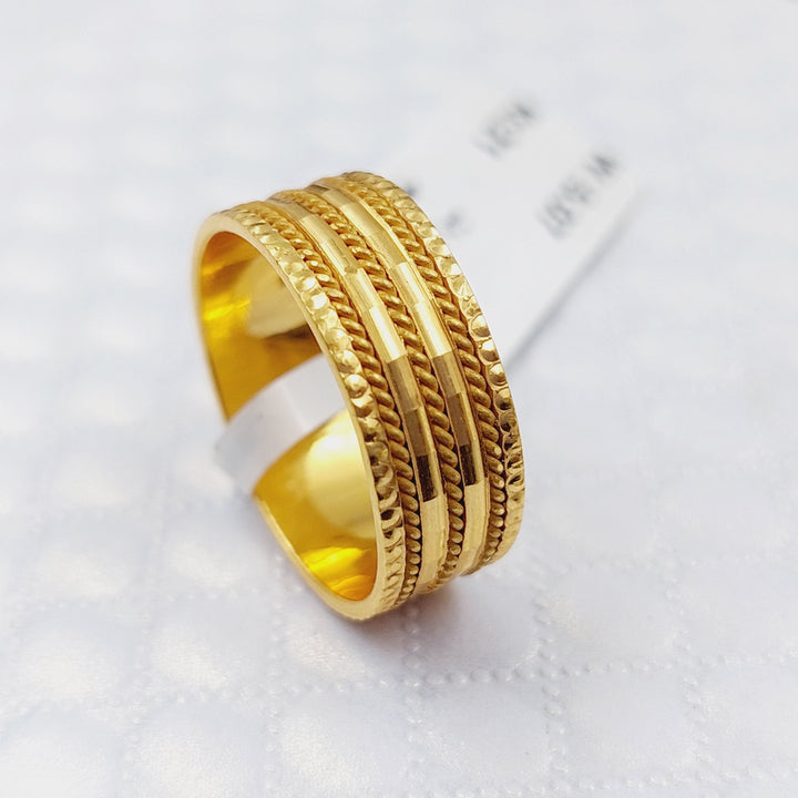 21K Gold Engraved Wedding Ring by Saeed Jewelry - Image 3