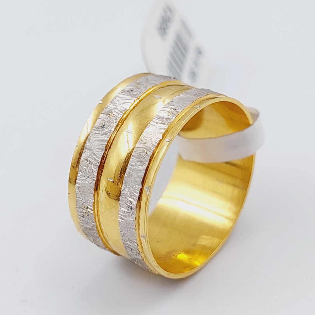 21K Engraved Wedding Ring Made of 21K Yellow Gold by Saeed Jewelry-ذبلة-سي-ان-سي-ملون