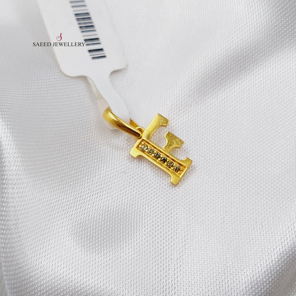 21K F Letter Pendant Made of 21K Yellow Gold by Saeed Jewelry-f-تعليقة-حرف