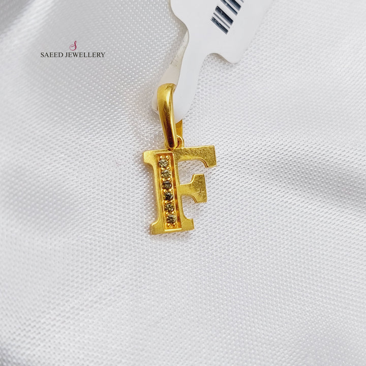 21K F Letter Pendant Made of 21K Yellow Gold by Saeed Jewelry-f-تعليقة-حرف
