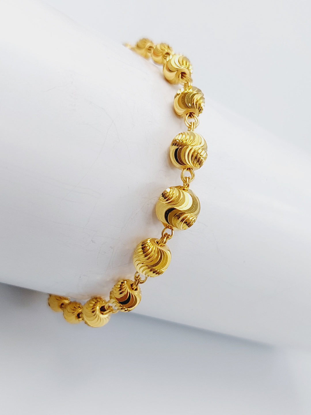 21K Fancy Bead Bracelet Made of 21K Yellow Gold by Saeed Jewelry-اسوارة-طابات-اكسترا