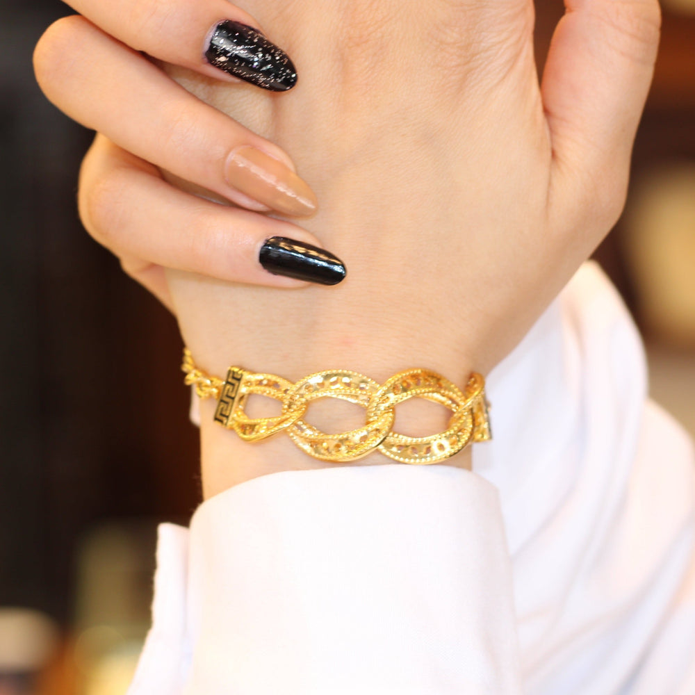 21K Fancy Bracelet Made of 21K Yellow Gold by Saeed Jewelry-اسوارة-كارتير-اكسترا