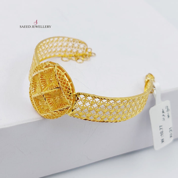 21K Fancy Bracelet Made of 21K Yellow Gold by Saeed Jewelry-اسوارة-كويتي-1
