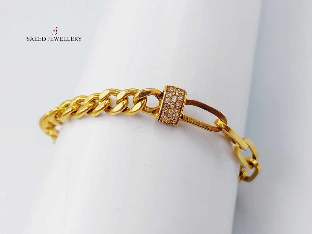 21K Gold Fancy Chain Bracelet by Saeed Jewelry - Image 3