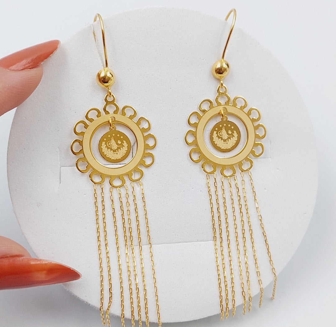 21K Fancy Earrings Made of 21K Yellow Gold by Saeed Jewelry-22350