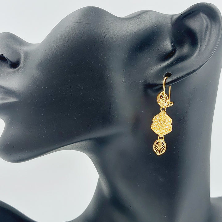 21K Gold Fancy Earrings by Saeed Jewelry - Image 4