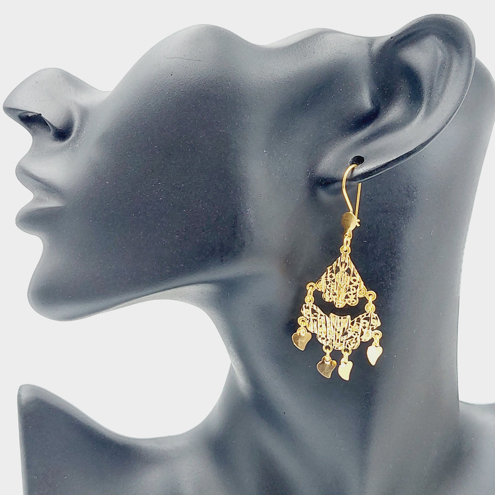 21K Fancy Earrings Made of 21K Yellow Gold by Saeed Jewelry-23078