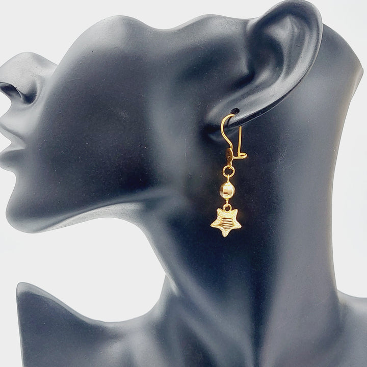 21K Fancy Earrings Made of 21K Yellow Gold by Saeed Jewelry-23635