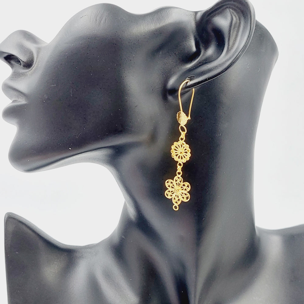 21K Fancy Earrings Made of 21K Yellow Gold by Saeed Jewelry-25059