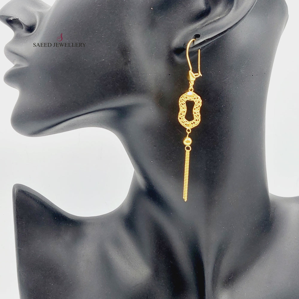 21K Fancy Earrings Made of 21K Yellow Gold by Saeed Jewelry-26765
