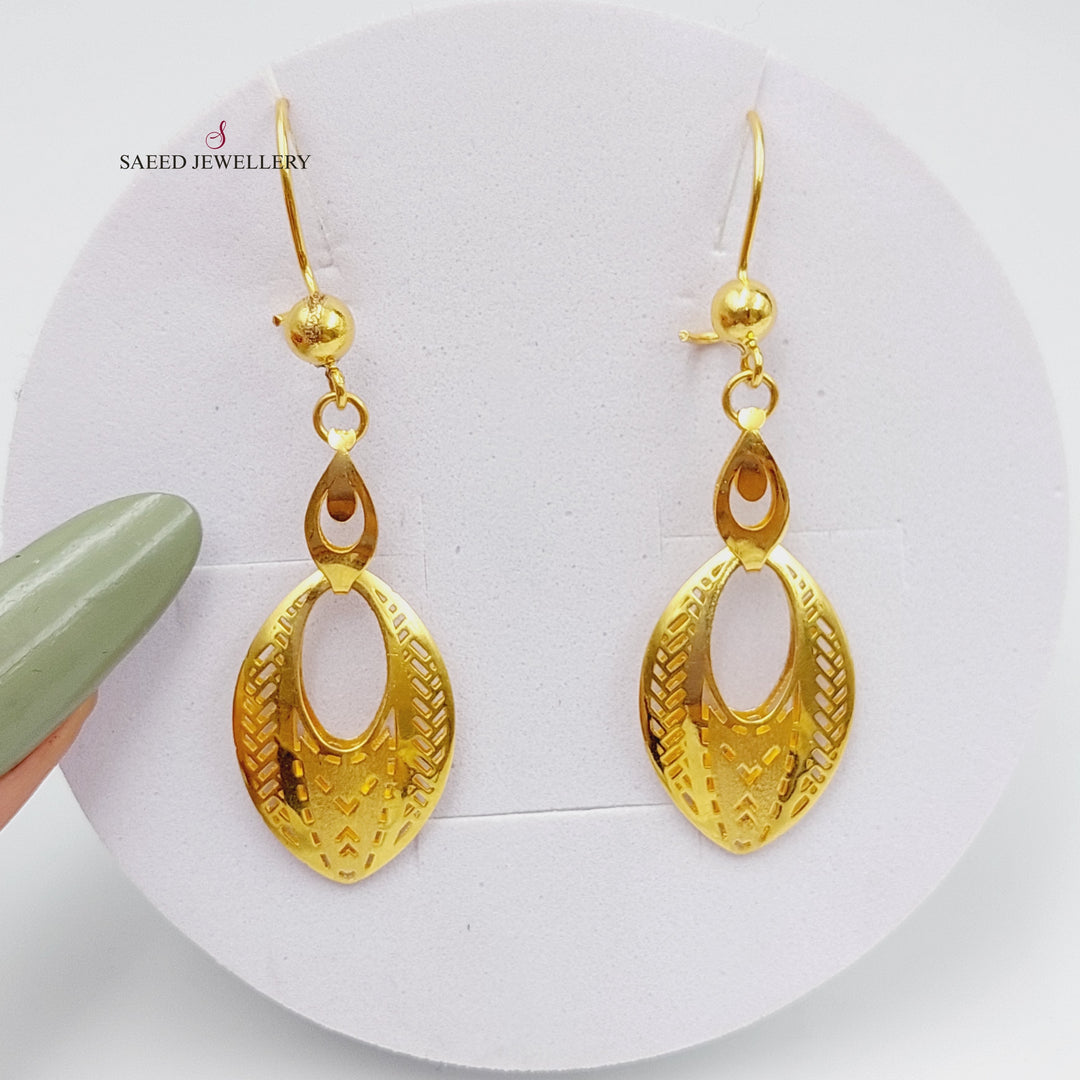 21K Fancy Earrings Made of 21K Yellow Gold by Saeed Jewelry-26770