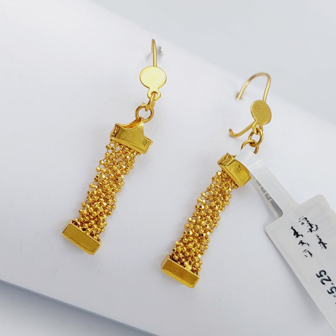 21K Fancy Earrings Made of 21K Yellow Gold by Saeed Jewelry-حلق-فانسي