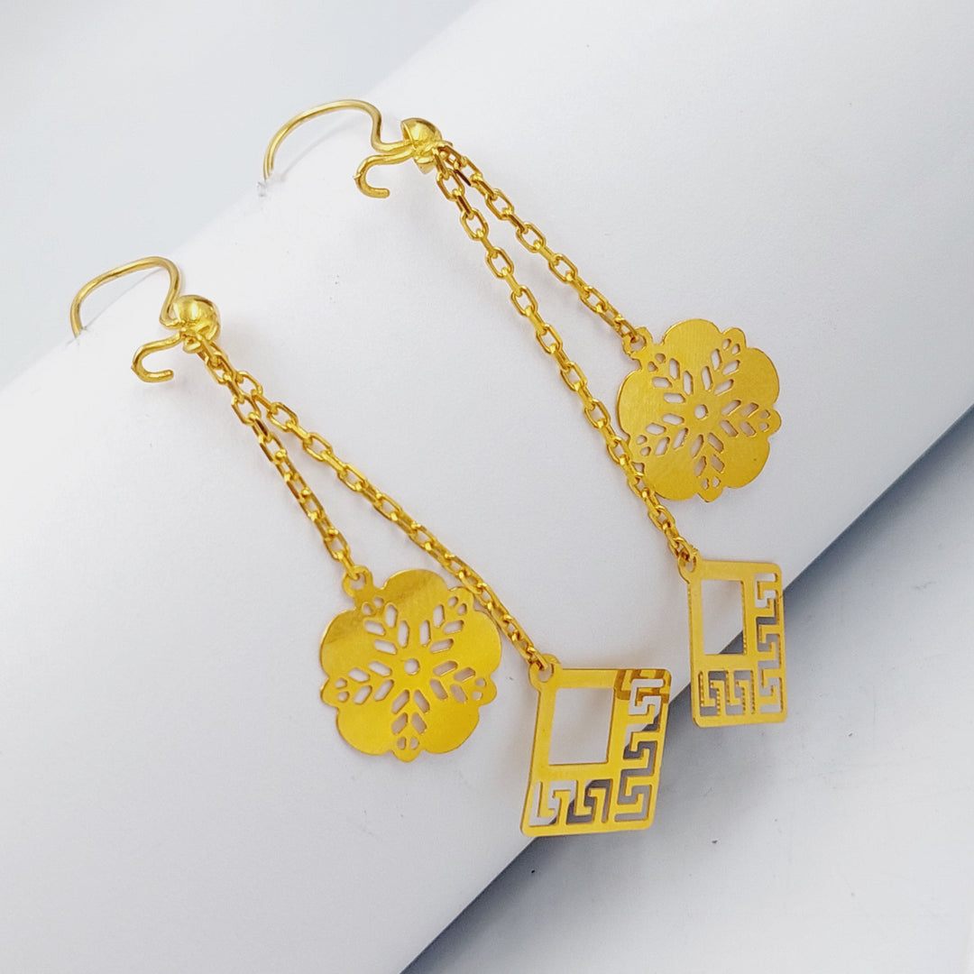 21K Fancy Earrings Made of 21K Yellow Gold by Saeed Jewelry-حلق-اكسترا-1