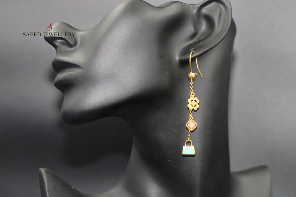 21K Fancy Earrings Made of 21K Yellow Gold by Saeed Jewelry-حلق-اكسترا-13