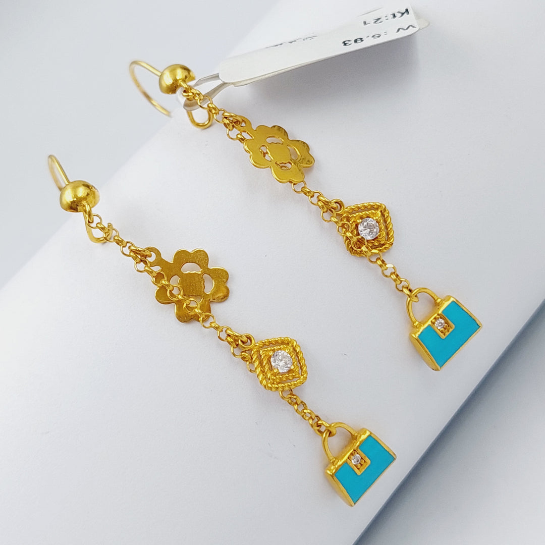 21K Fancy Earrings Made of 21K Yellow Gold by Saeed Jewelry-حلق-اكسترا-13