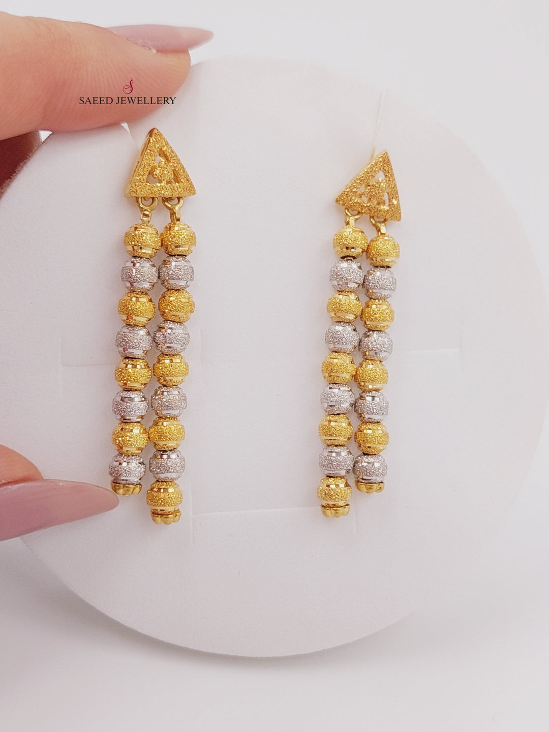 21K Fancy Earrings Made of 21K Yellow Gold by Saeed Jewelry-حلق-اكسترا-19