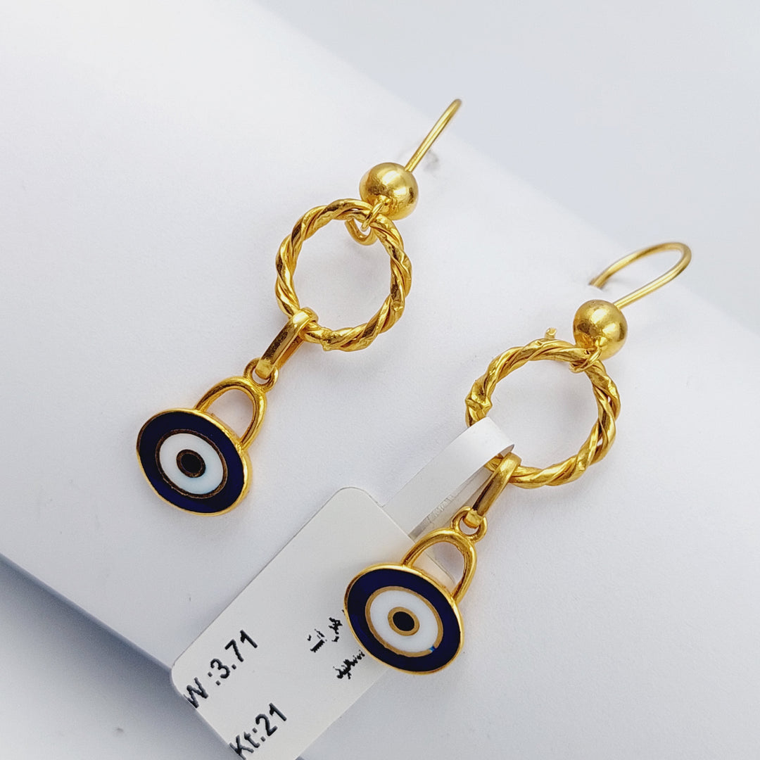 21K Fancy Earrings Made of 21K Yellow Gold by Saeed Jewelry-حلق-اكسترا-3