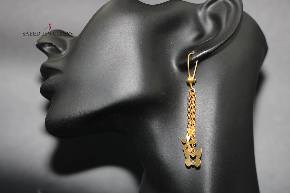 21K Fancy Earrings Made of 21K Yellow Gold by Saeed Jewelry-حلق-اكسترا-38