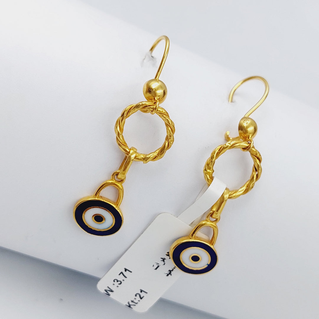 21K Fancy Earrings Made of 21K Yellow Gold by Saeed Jewelry-حلق-اكسترا-3