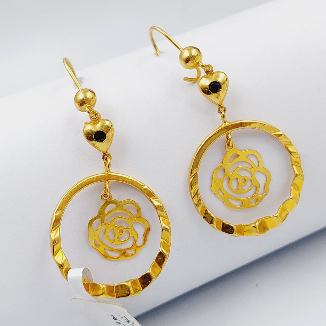 21K Fancy Earrings Made of 21K Yellow Gold by Saeed Jewelry-حلق-اكسترا-7