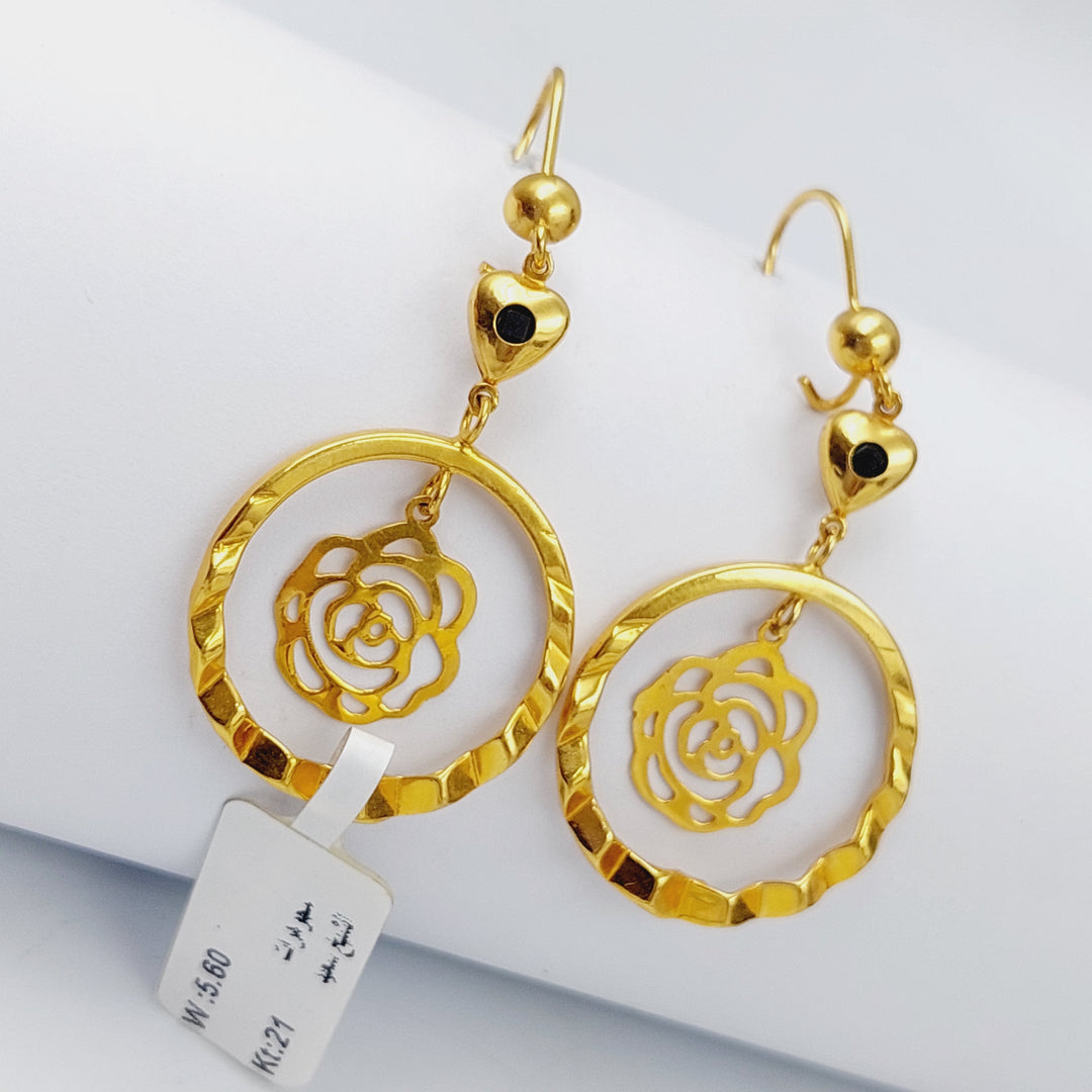 21K Fancy Earrings Made of 21K Yellow Gold by Saeed Jewelry-حلق-اكسترا-7