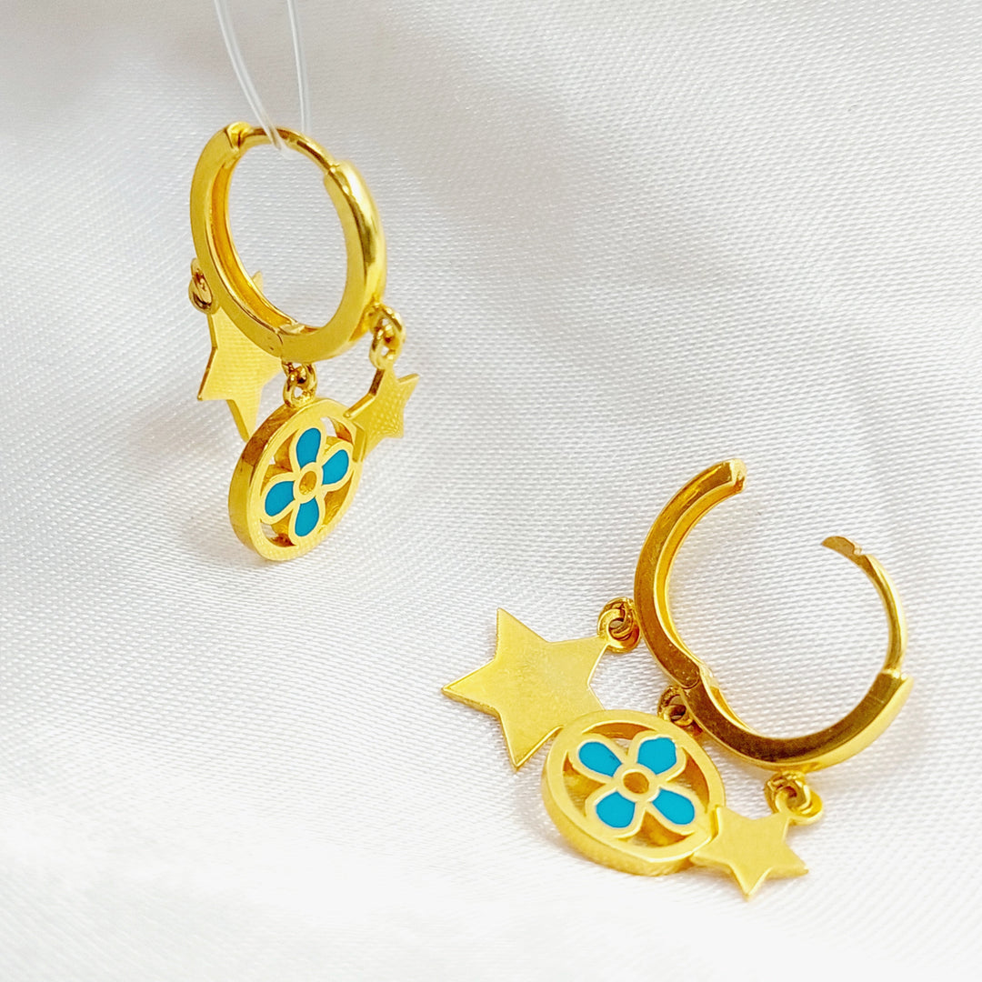 21K Fancy Earrings Made of 21K Yellow Gold by Saeed Jewelry-حلق-اكسترا