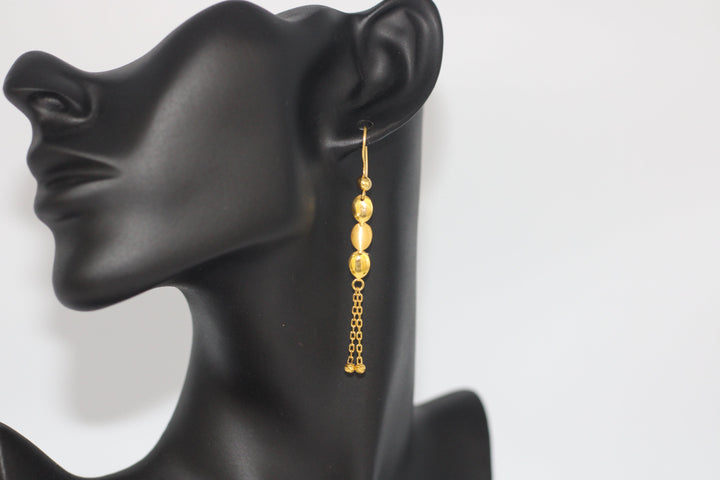 21K Fancy Earrings Made of 21K Yellow Gold by Saeed Jewelry-حلق-سوبر-اكسترا-3