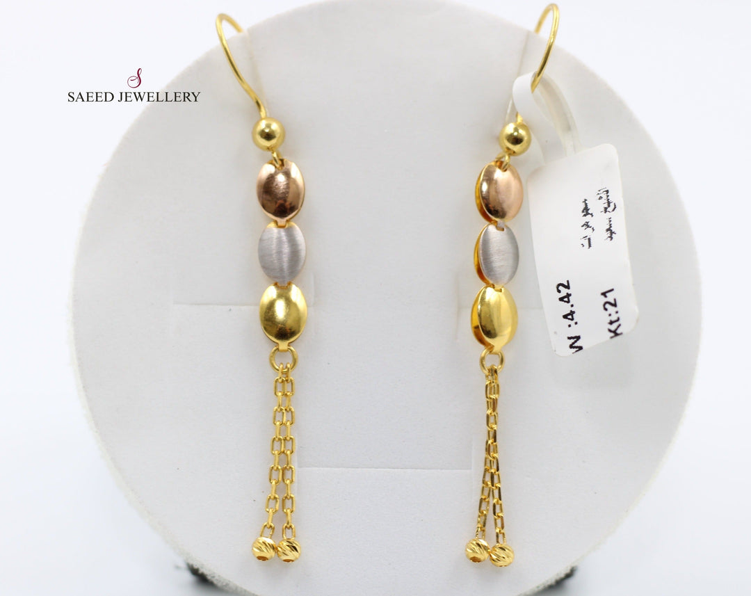 21K Fancy Earrings Made of 21K Yellow Gold by Saeed Jewelry-حلق-سوبر-اكسترا-5