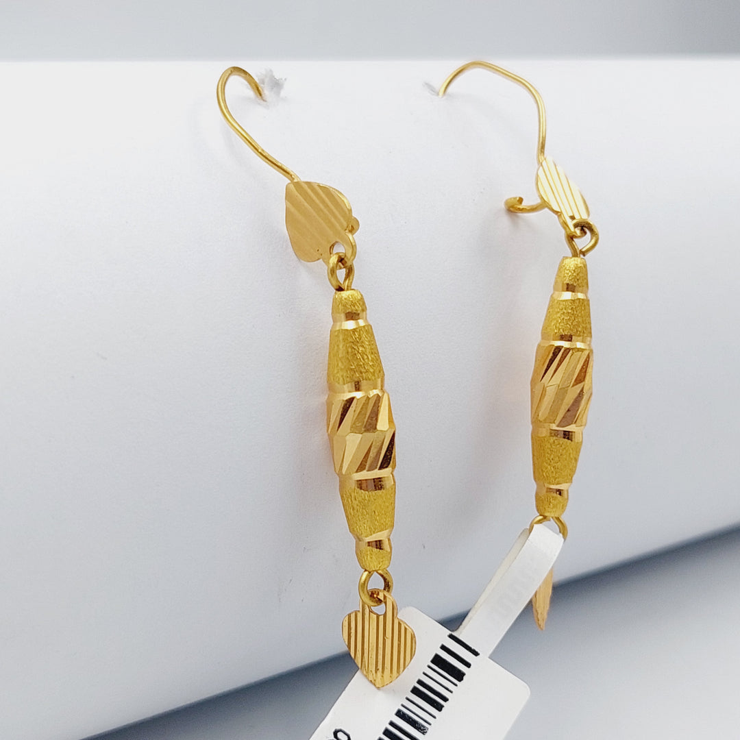 21K Fancy Earrings Made of 21K Yellow Gold by Saeed Jewelry-خاتم-اكسترا-56