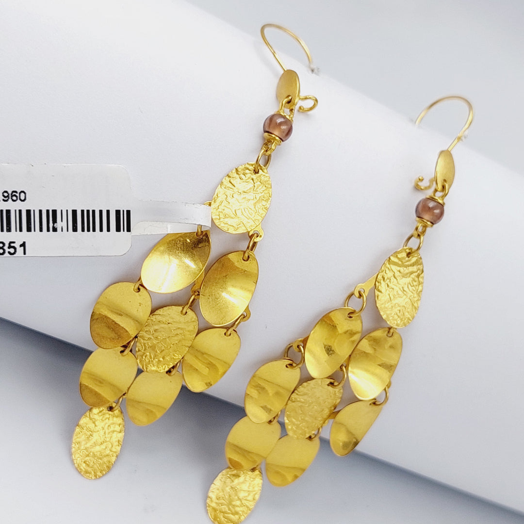21K Fancy Earrings Made of 21K Yellow Gold by Saeed Jewelry-خاتم-اكسترا-57