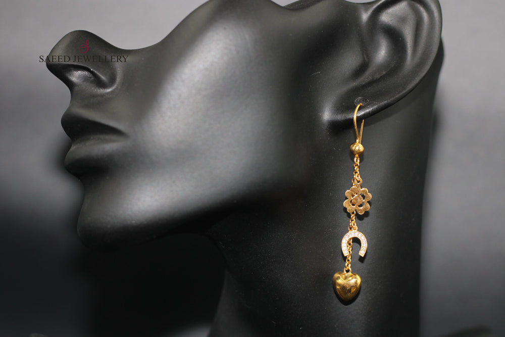 21K Fancy Earrings Made of 21K Yellow Gold by Saeed Jewelry-خاتم-اكسترا-58