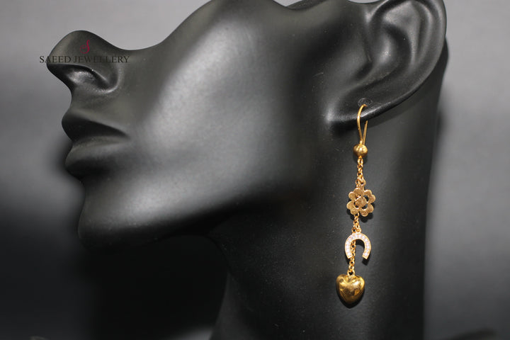 21K Gold Fancy Earrings by Saeed Jewelry - Image 2