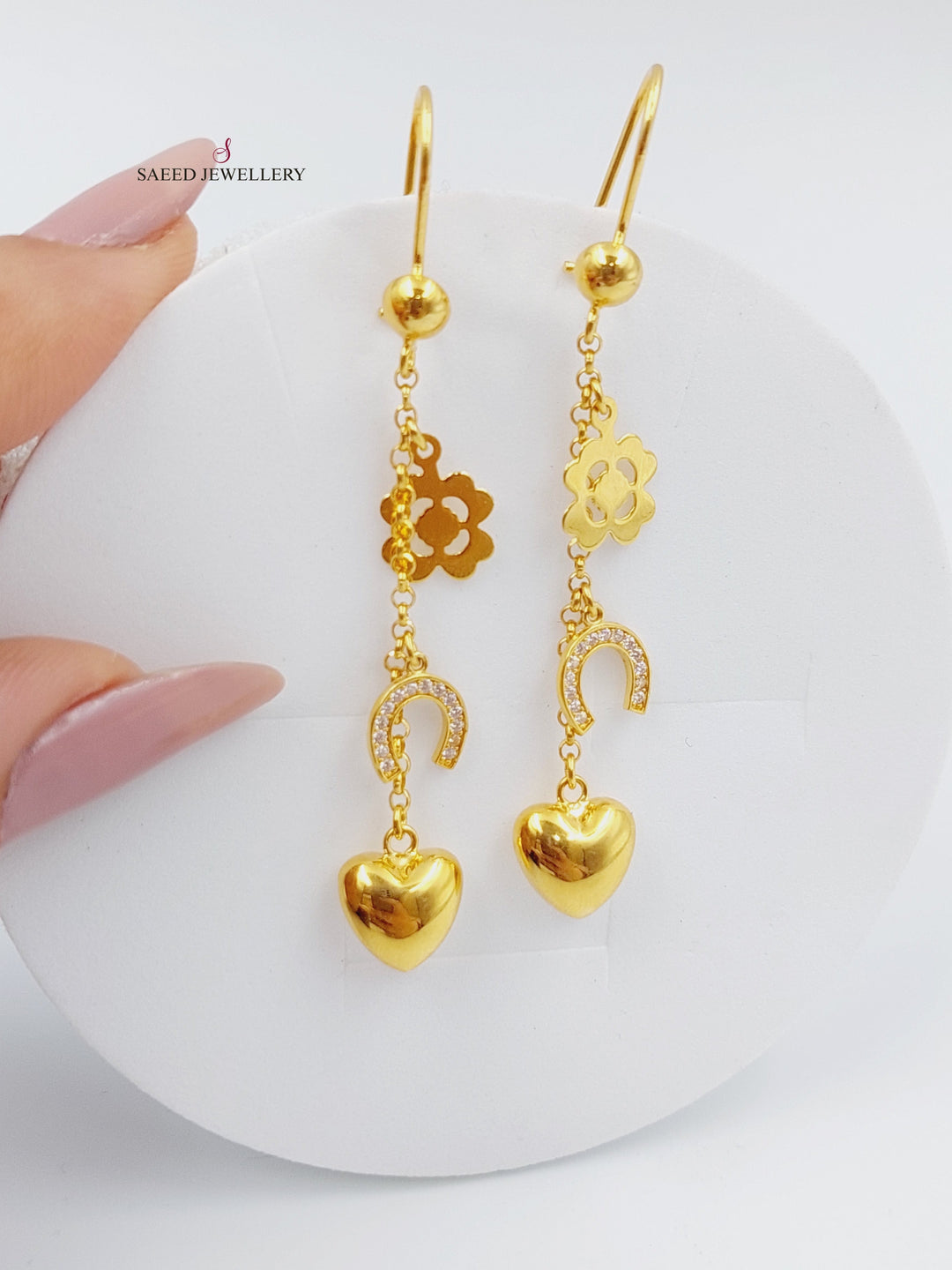 21K Gold Fancy Earrings by Saeed Jewelry - Image 1