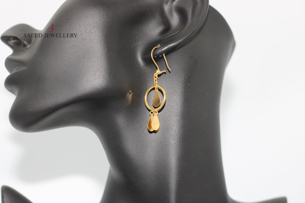 21K Fancy Earrings Made of 21K Yellow Gold by Saeed Jewelry-خاتم-اكسترا-64