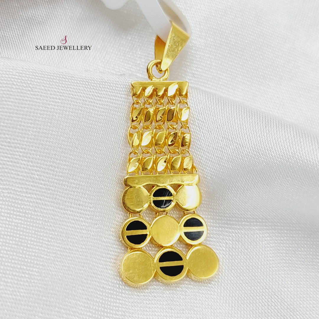 21K Fancy Enamel Pendant Made of 21K Yellow Gold by Saeed Jewelry-26957