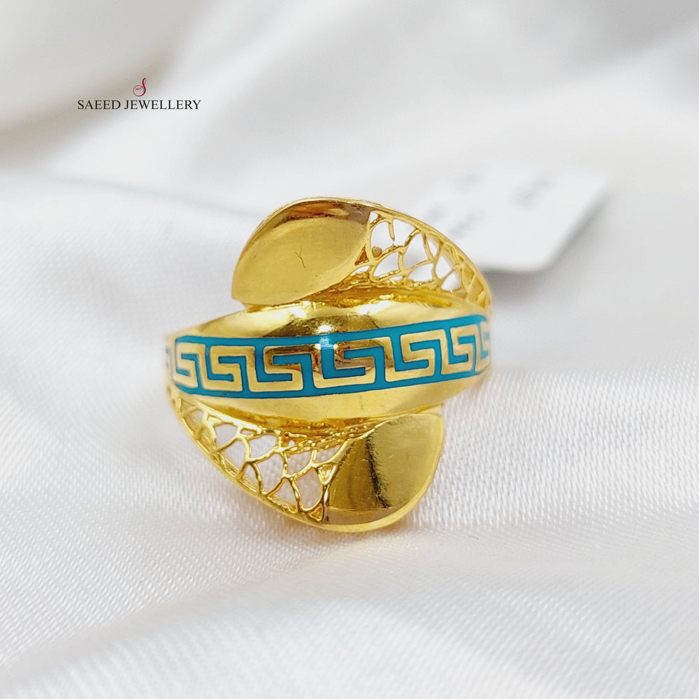 21K Fancy Enamel Ring Made of 21K Yellow Gold by Saeed Jewelry-23372