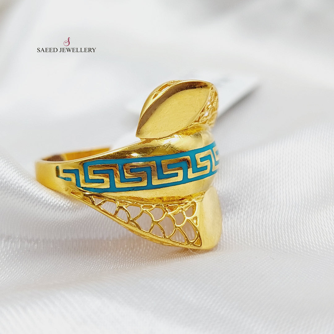 21K Fancy Enamel Ring Made of 21K Yellow Gold by Saeed Jewelry-23372