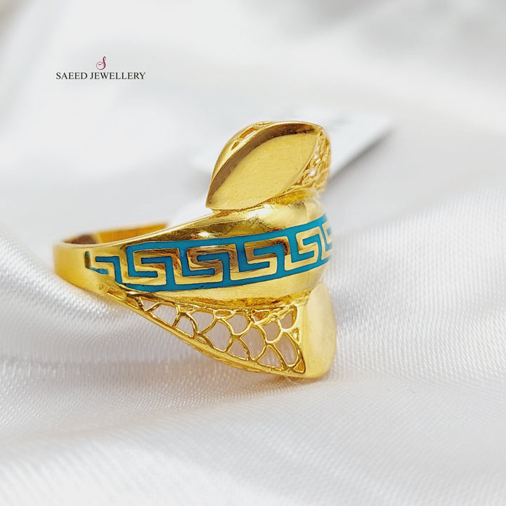 21K Gold Fancy Enamel Ring by Saeed Jewelry - Image 1