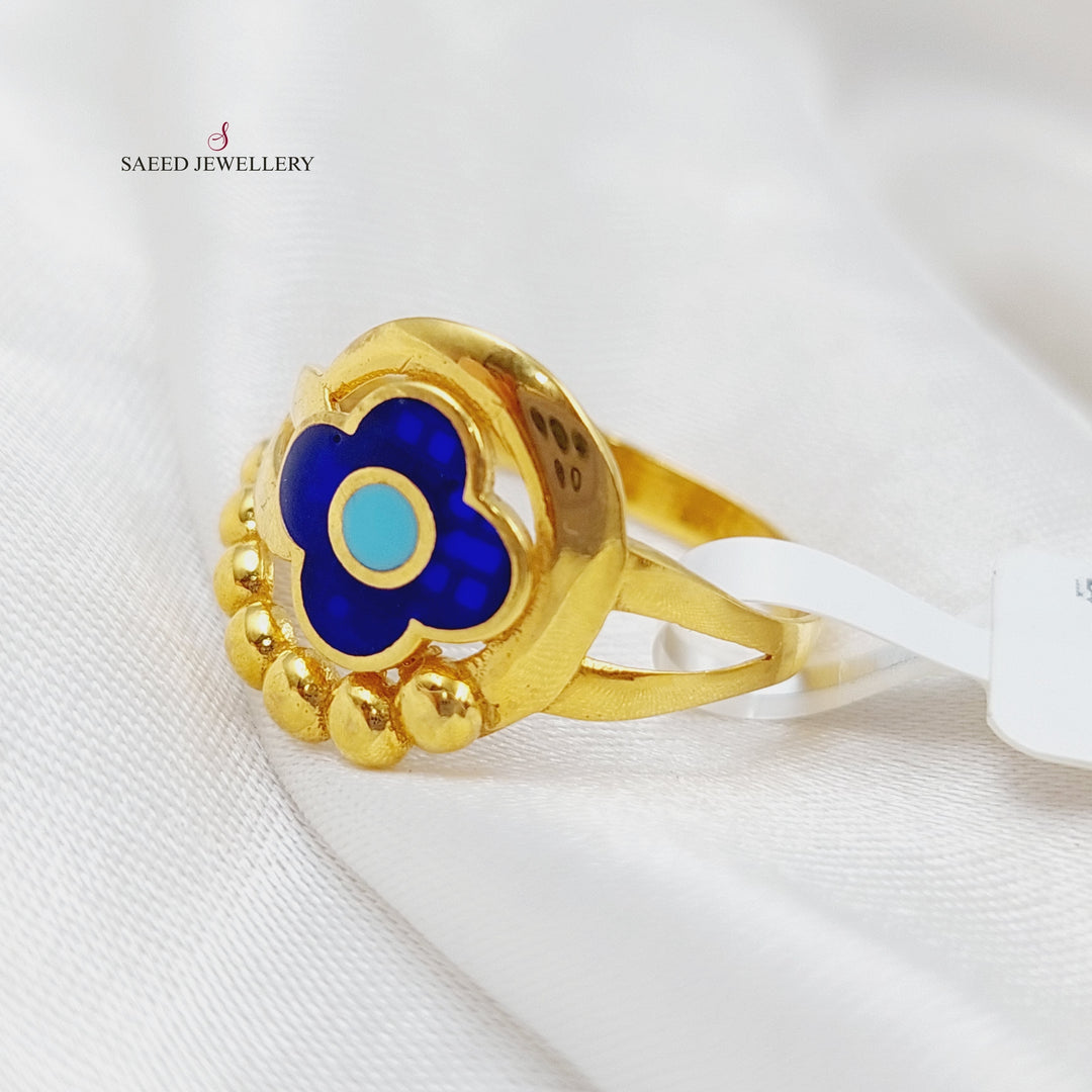 21K Gold Fancy Enamel Ring by Saeed Jewelry - Image 3