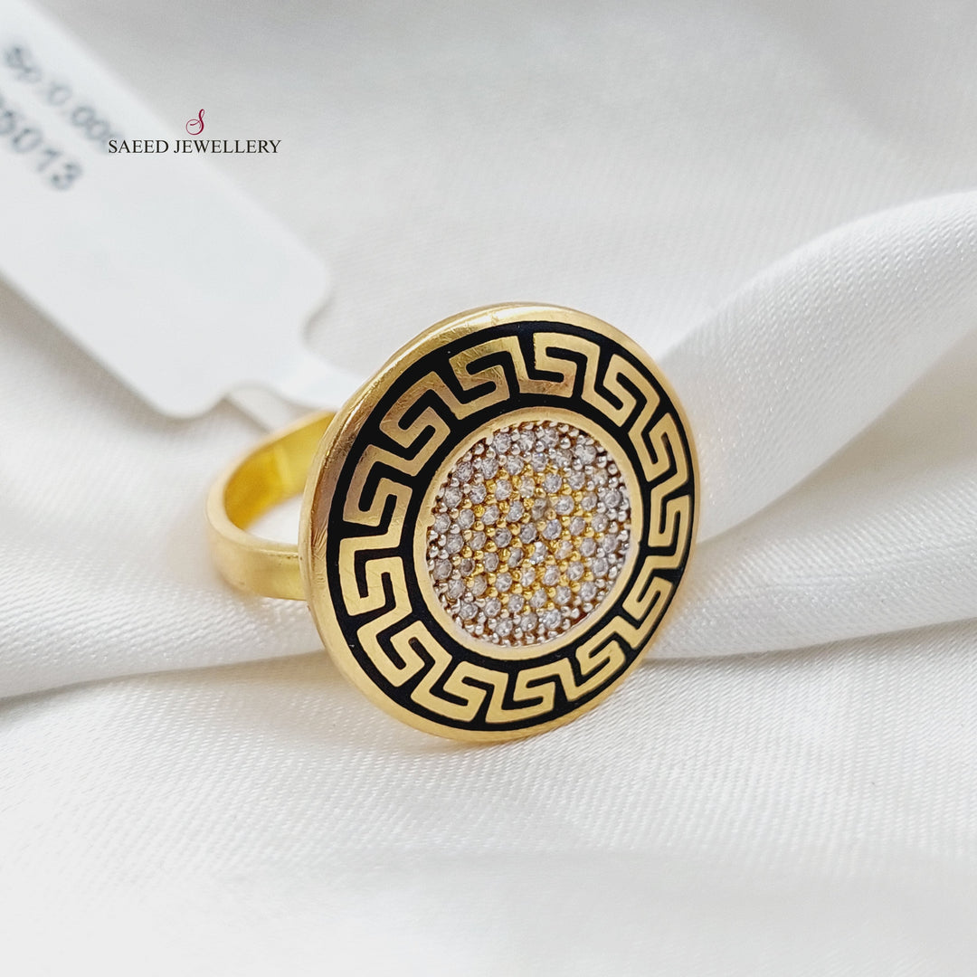 21K Gold Fancy Enamel Ring by Saeed Jewelry - Image 1