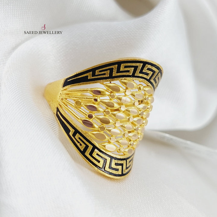 21K Fancy Enamel Ring Made of 21K Yellow Gold by Saeed Jewelry-25076